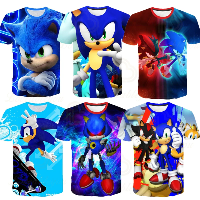 

Trendy Men Supersonic Sonic Printed Clothes Men 3D Funny Sonic Movie Cartoon T-shirt Men Summer Promotional Clothing