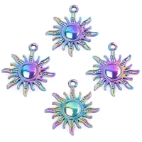 10pcslot sun planet heavenly body universe alloy pendant rainbow color metal charms for diy handmade jewelry accessories
