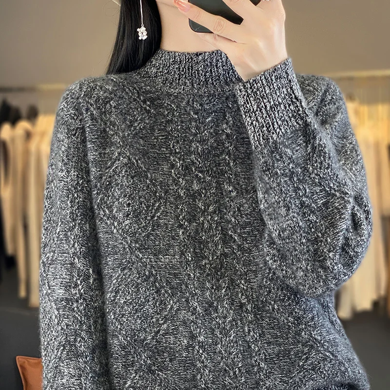 Новый осенне-зимний кашемировый свитер из 100% мериносовой шерсти с вертикальным