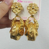 gold color large hoop earrings for women 18k gold plated thick hoop earrings dubai african style women wedding earring