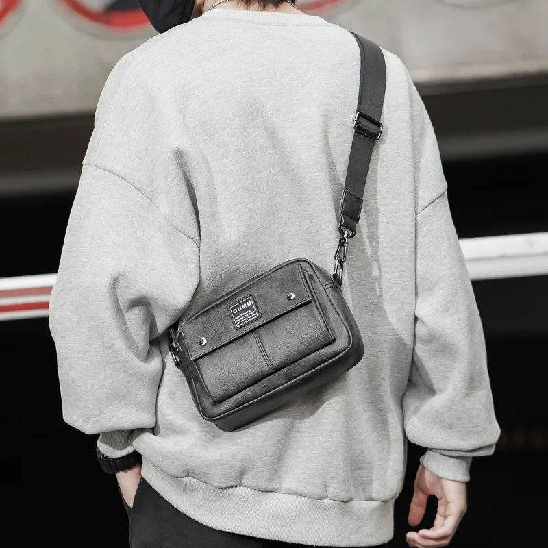 

Small Shoulder Crossbody Bags for Men 2022 Fashion Korean Male Sling Phone Messenger Handbag PU Leather Designer Satchel Travel