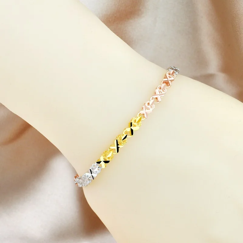 

S925 Sterling Silver Plating Color Gold Bracelet Women's Graceful and Fashionable Color Silver Bracelet Luxurious Style 2022 New