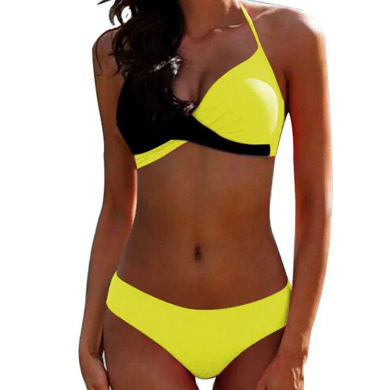 

2023 New Swimsuit Bikini Sexy Hard Package Split Swimsuits Color Matching Bikini Black And White New European Bikini Suit