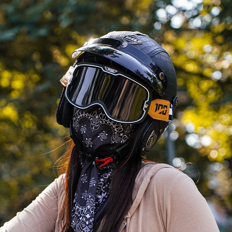 Шлем струйный в немецком стиле для мужчин и женщин шлемы с открытым лицом ретро 3/4