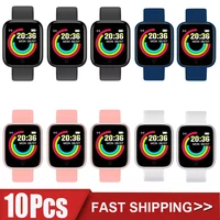 10pcs smartwatch d20 men women smart watch y68 fitness tracker sports heart rate monitor bluetooth wristwatch for ios android