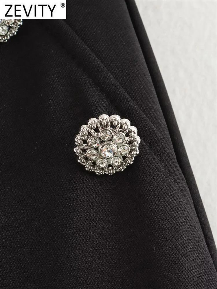 Zevity женские модные узкие брюки-карандаш с ромбовидными пуговицами брюки