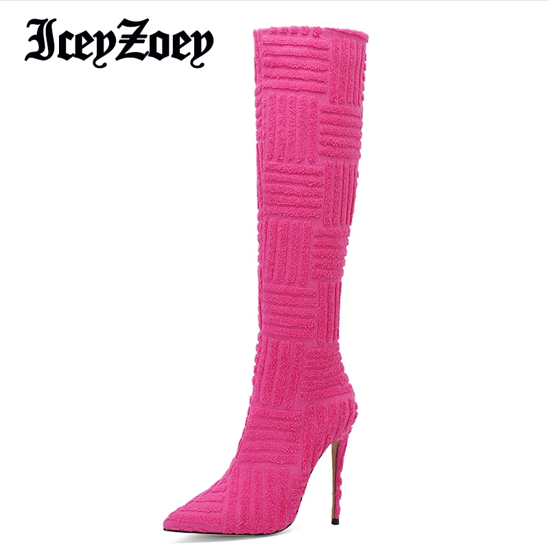 

IceyZoey Size 33-44 Long Boots Women Stiletto 2022 New Winter Shoes High Heel Casual Ins Fashion Knee Boots Party Footwear