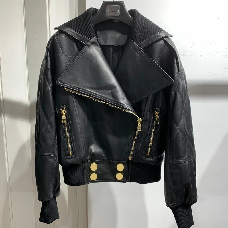 

Ladies Real Lambskin Jacket 2023 New Coming Autumn Genuine Leather Coat