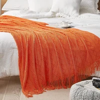 inyahome decorative accent chunky knitted throw blanket with fringe for couch chair bed sofa travel textured home decor outdoor
