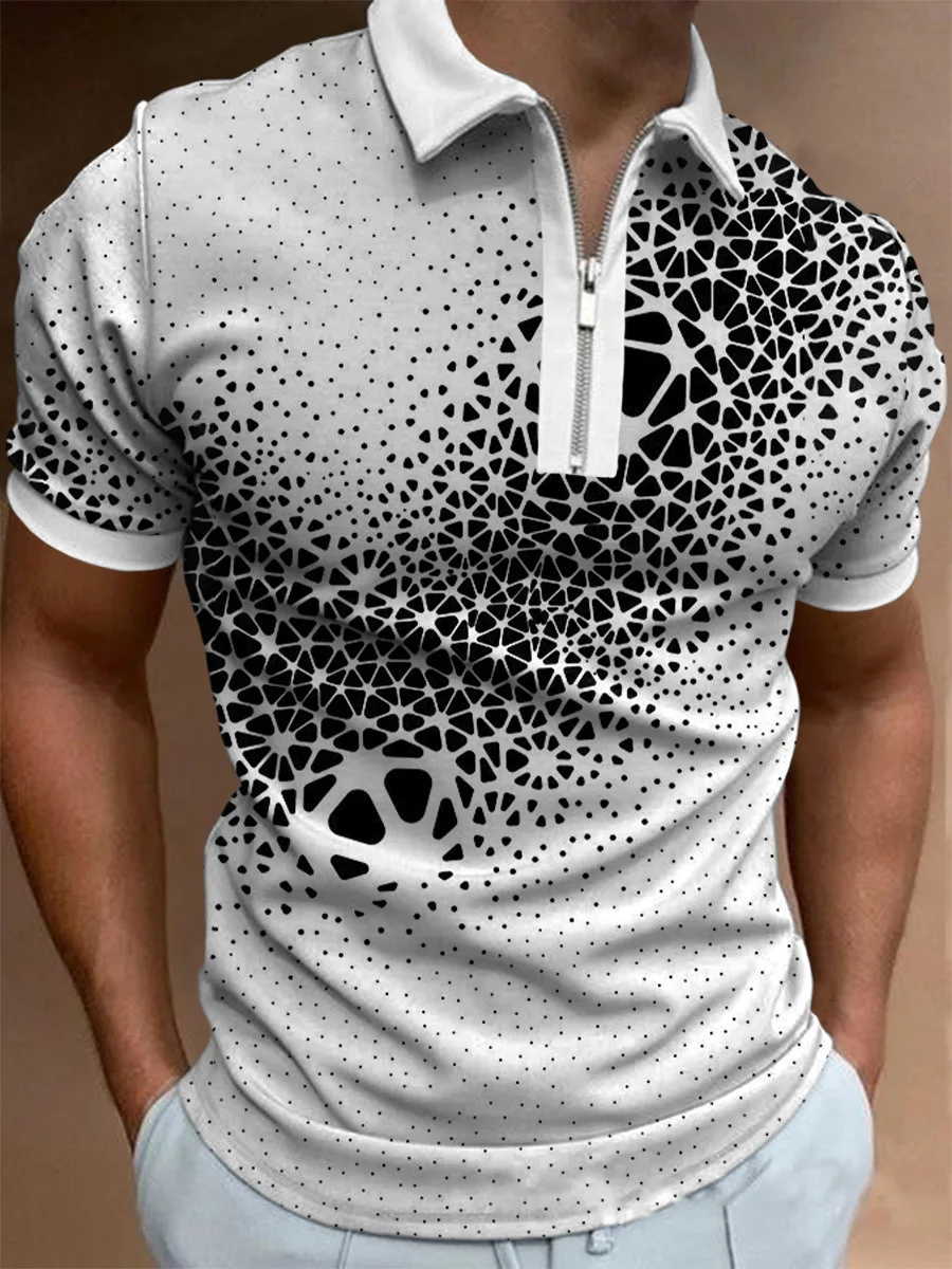 

2023 New Hot Selling Men Top Casual T-shirt Digital Print Stripe Short Sleeve Fashion Men T-shirt Men Top