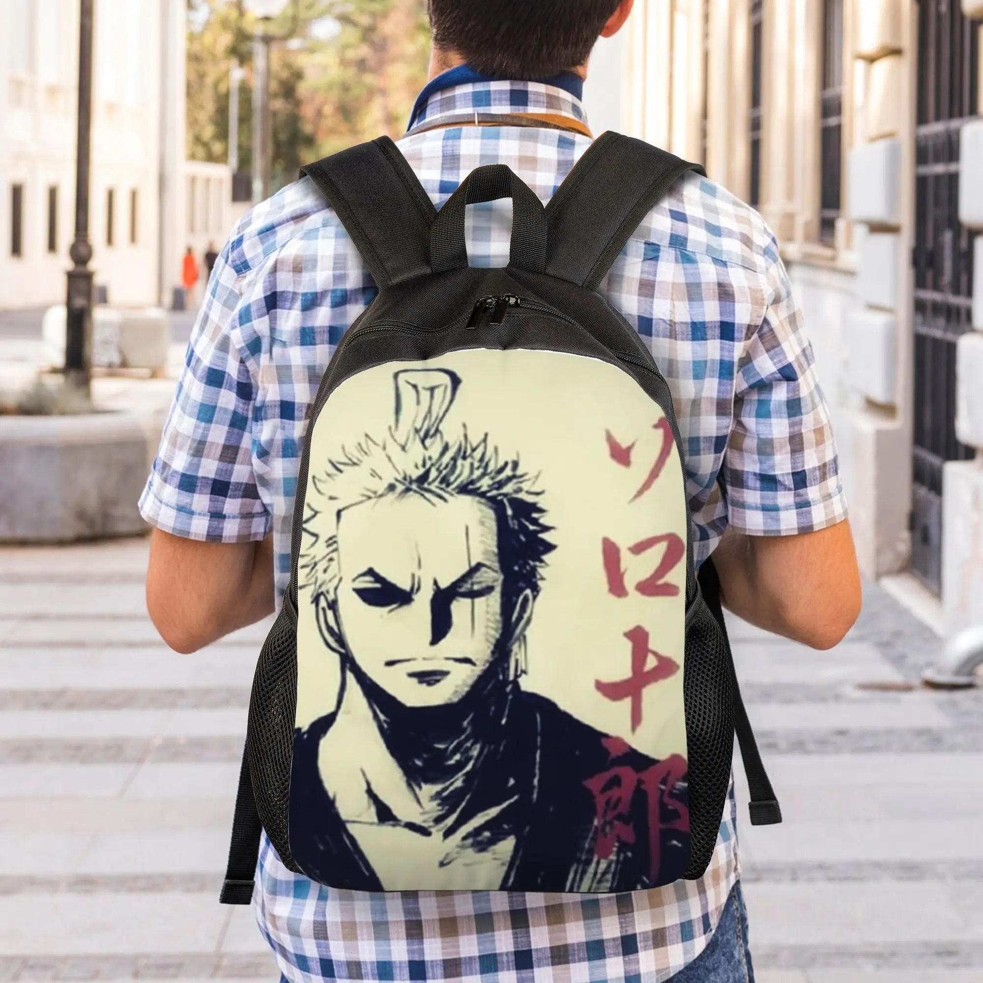 Фото Рюкзак Zoro Bow Wano Wanted Paper в стиле Зоро-Джуро для подростков, школьный рюкзак Roronoa Zoro One Piece, повседневный рюкзак для мужчин, сумка через плечо для ноутбука №5