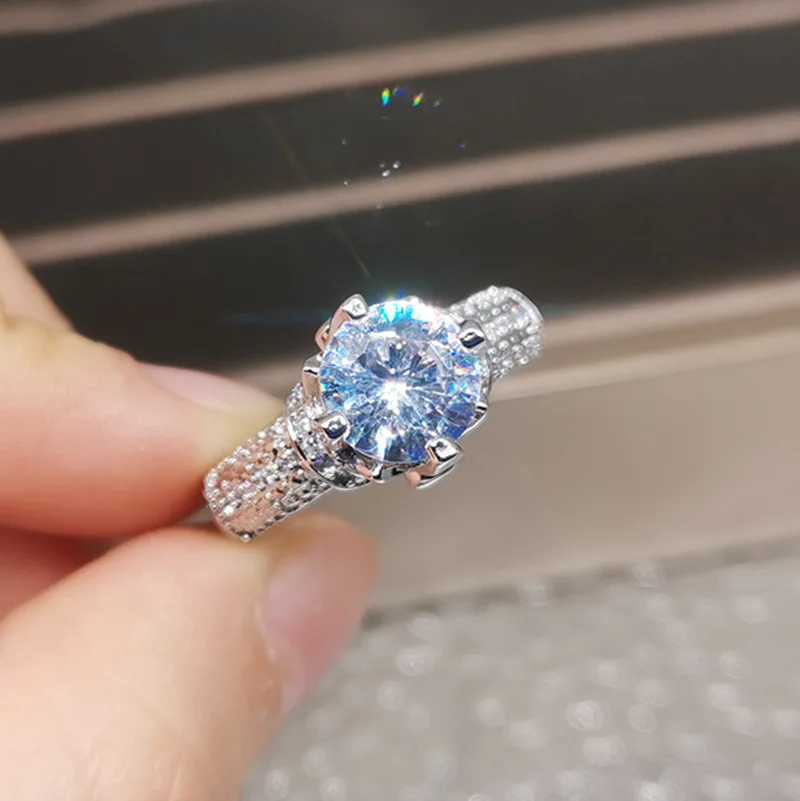

Новинка, набор из серебра S925 пробы, Женское кольцо Mosonite с четырьмя когтями, роскошный комплект из кольца и кольца для помолвки