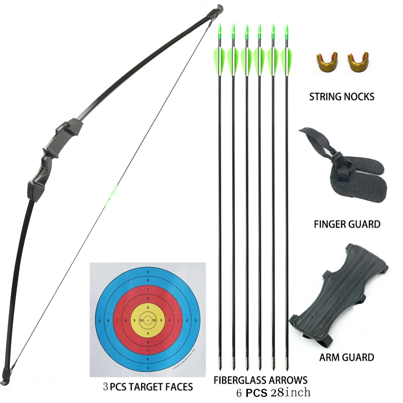 

Archery 15-20lbs Takedown Recurve Bow and Arrow Set for Youth Adult Practice Wooden Straight Bow Longbow Shooting