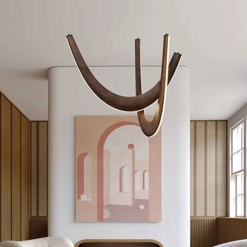 Современные U-образные деревянные светодиодные подвесные светильники подвесной