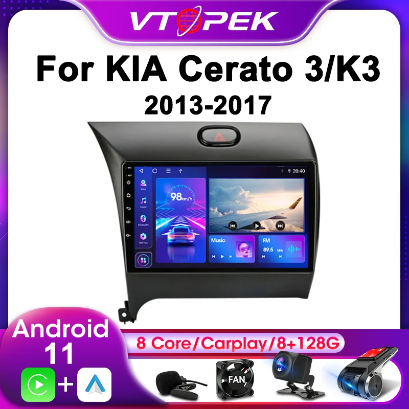 Vtopek 2Din For Kia K3 Cerato 3 Forte 2013-2017 4G Android 11 Car Stereo Radio Multimedia Video Player Navigation GPS Head Unit