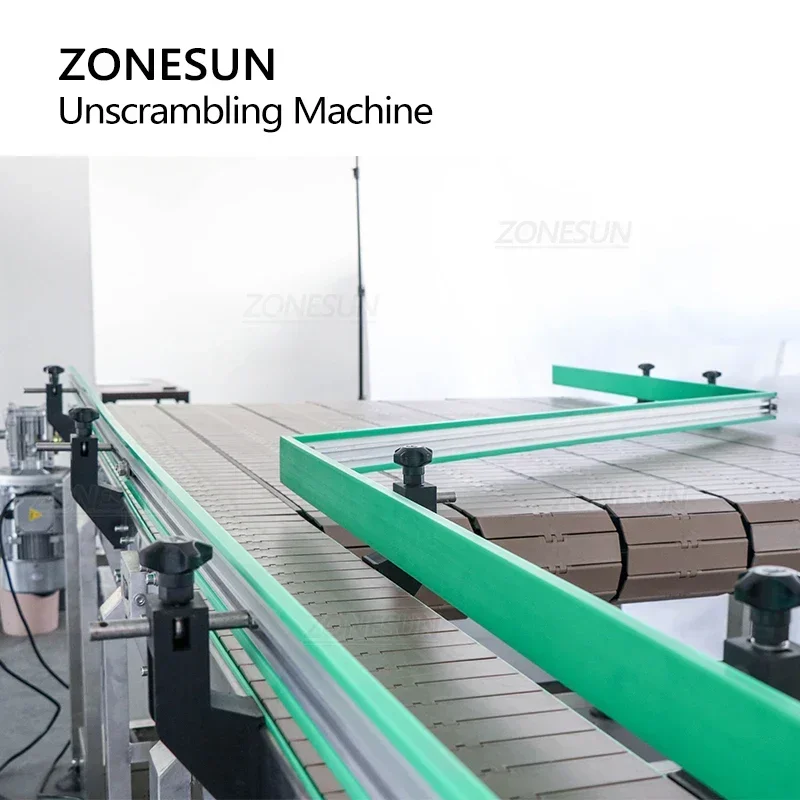 Фото Автоматическая конвейерная линия ZONESUN ZS-CB190 для размещения бутылок с настраиваемой цепной конвейерной лентой для упаковки вина и воды №4