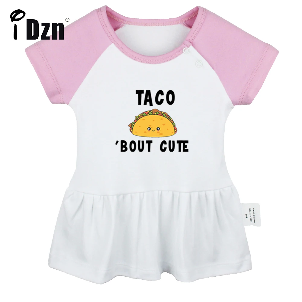 

iDzn Summer NEW Taco Bout Baby Girls Cute Short Sleeve Dress Infant Funny Pleated Dress Soft Cotton Dresses Clothes