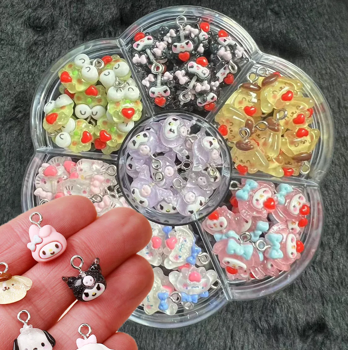

3D Resin Kawaii Cartoon Flower Bow Animal Nail Art Charms Cloud Butterfly Bear Heart Nail Rhinestones Decorations