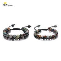3umeter new trendy natural stone bracelet adjustable couple bracelet india agate beads bracelets men women yoga bangle jewelry