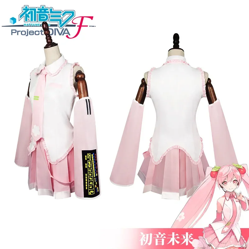 Комплект Мику в наличии Сакура Косплей Костюм Розовый Йошино Вишневый Цветок