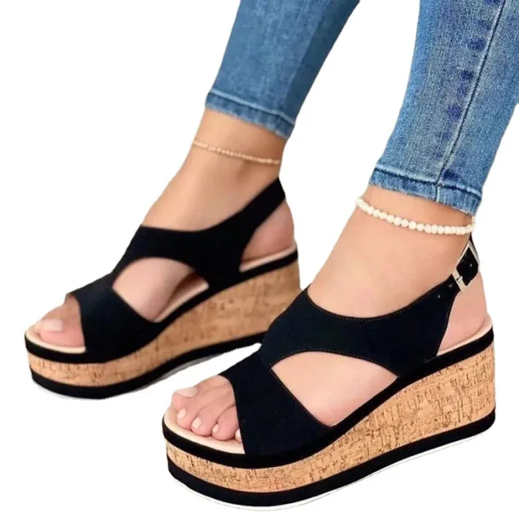 

Open Toe Shoes Sandals Women Summer Casual Peep Toe Sandal Thick Bottom Wedge Shoes Sexy Elegant High Heel Sandals2022
