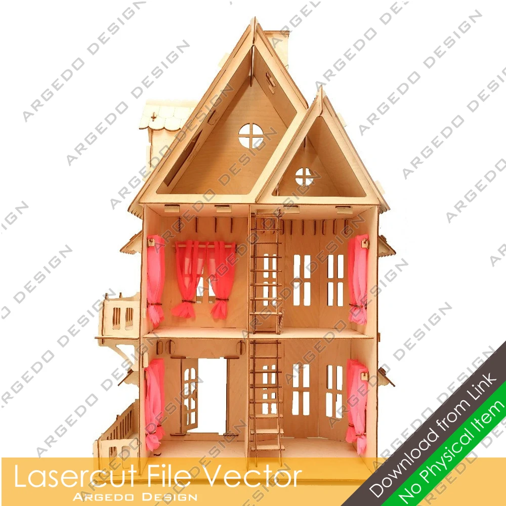 

Laser Cut Wooden Puzzle Doll House Vector DXF File for CNC Laser/Plasma Cutting