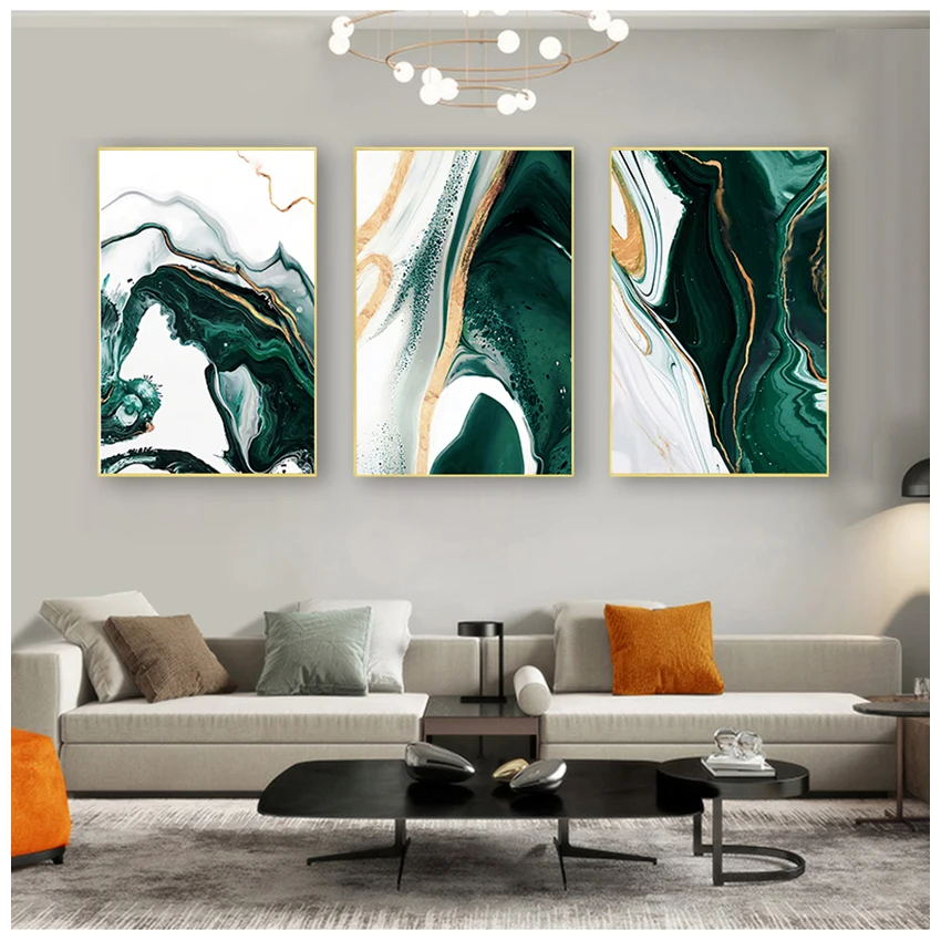 

Nordic Posters and Prints Wall Pictures for Living room Home Decor Abstract Canvas Poster Agate Wall Art Painting Emerald