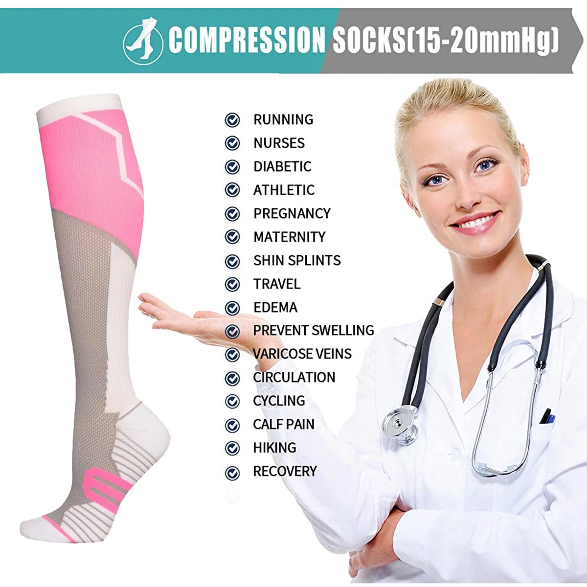 New Style Nylon Men and Women Sweat Absorbing Pressure Socks Long Tube Cycling Compression Socks Personalized Sports Stockings