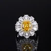 new fashion trend s925 silver inlaid 5a zircon color treasure ladies yellow diamond denier shaped hao inlaid closed ring