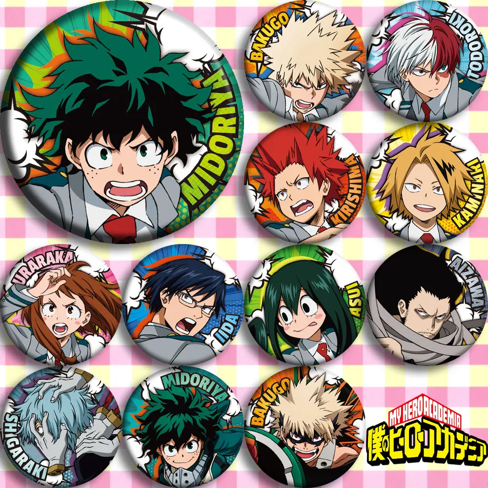 Базима, моя геройская академия, мидория, Izuku Bakugou Katsuki Todoroki Shoto Kirishima Eijiro Kaminari Denki значок Косплея