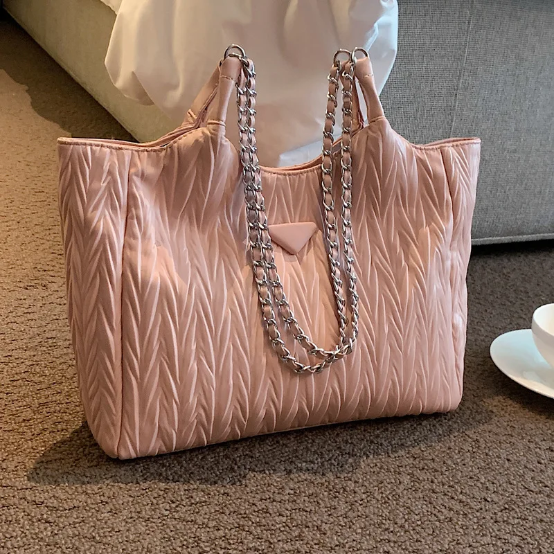 

Lady Luxury Designer Tote Bag PU Leather Handbags Purses Shoulder Bag For Women Big Capacity Chain Shopper Commuting Bag