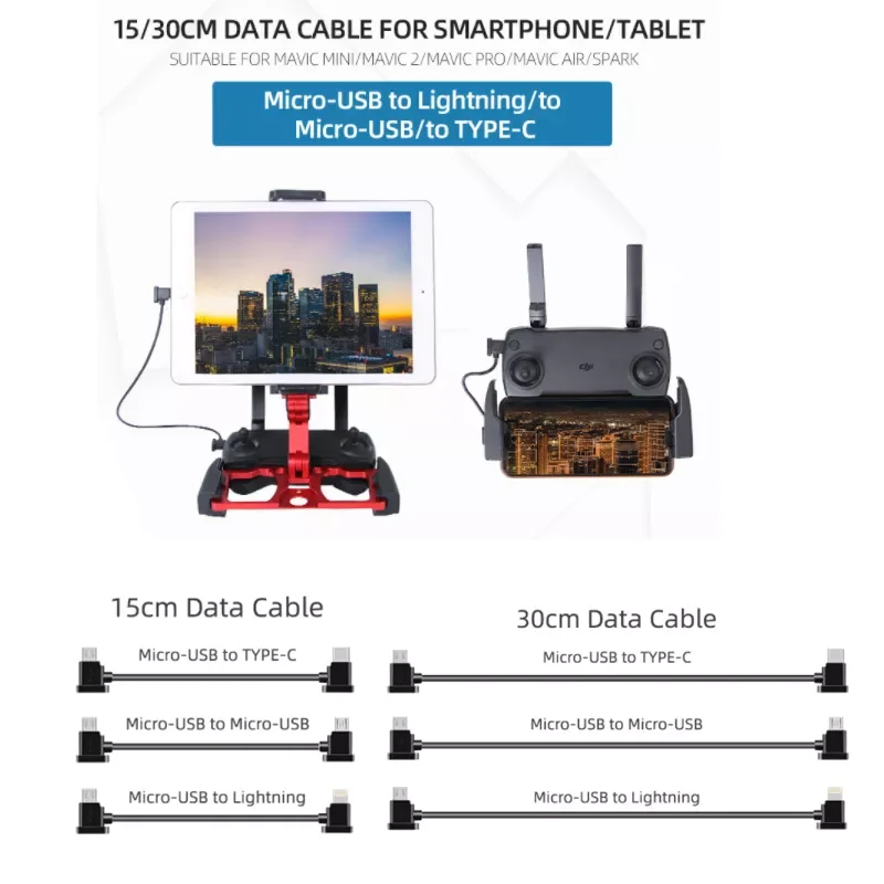 

to Lightning/TYPE-C/Micro-USB Data Cable Smartphone Tablet 15/30cm Line For DJI MAVIC MINI/ SE/MAVIC 2/MAVIC AIR/Spark