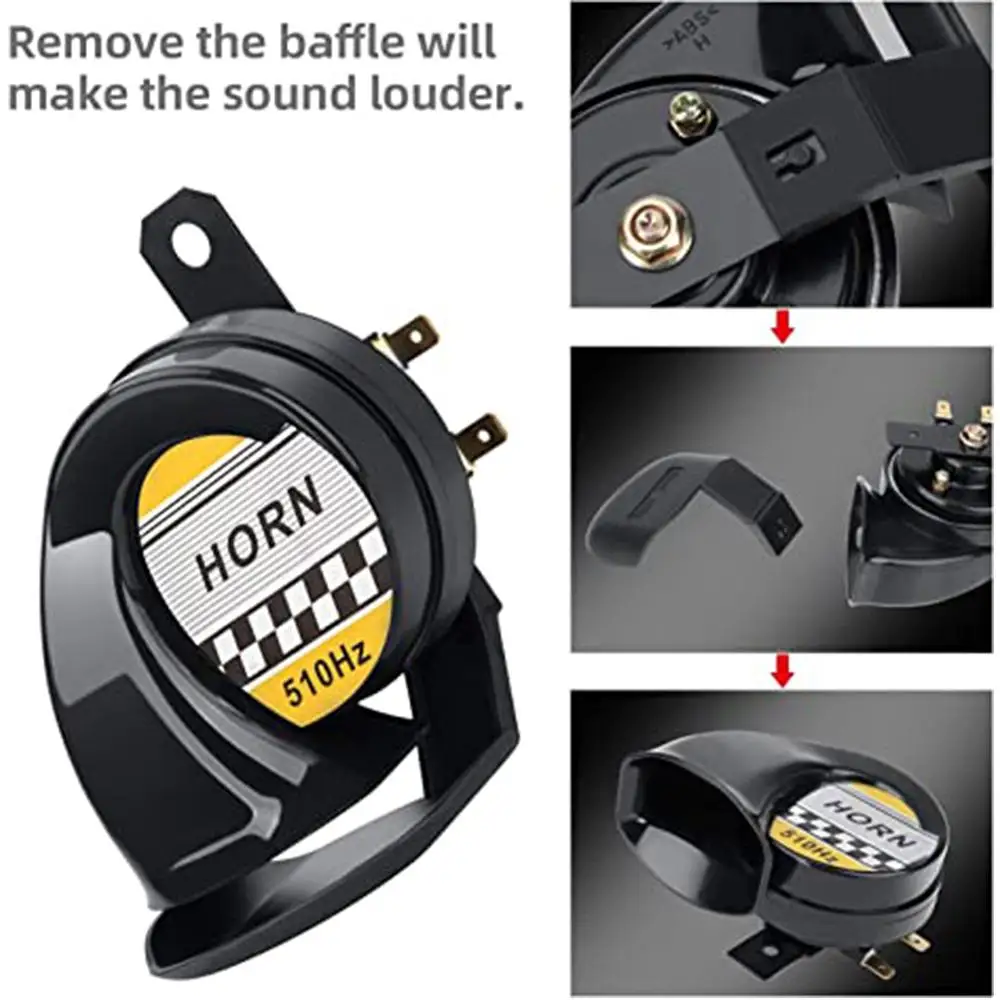 

Universal 12v Snail-shaped Horn130db HighTone Waterproof Electric Air Horn Modified Accessories For Motorcycle Auto Car Scooter