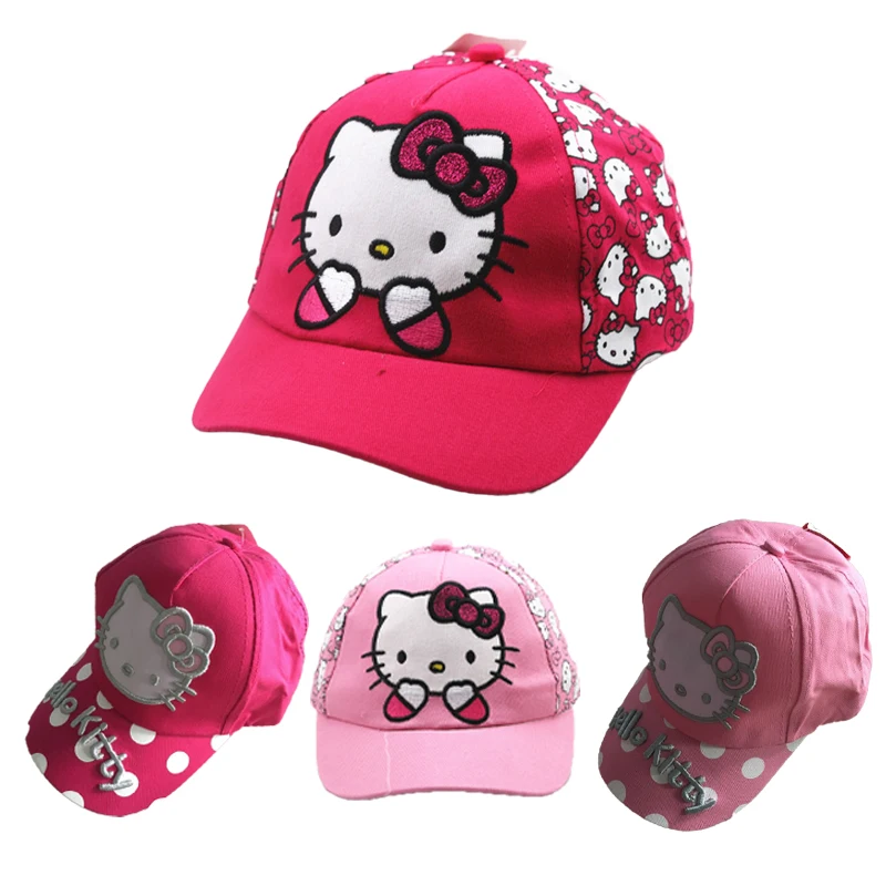 

Hello Kitty Sanrio Children Hats Girls Summer Sun Shading Sunscreen Baseball Cap Pointed Cap Kawaii Outdoor Embroidered Baby Hat