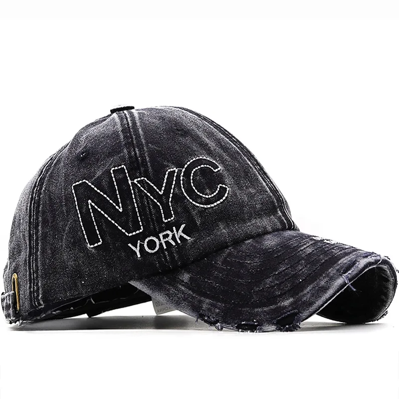 

Спортивная хлопковая кепка NYC с эффектом потертости, уличная бейсболка, женские шапки в стиле хип-хоп, потертые шапки, винтажные регулируемы...