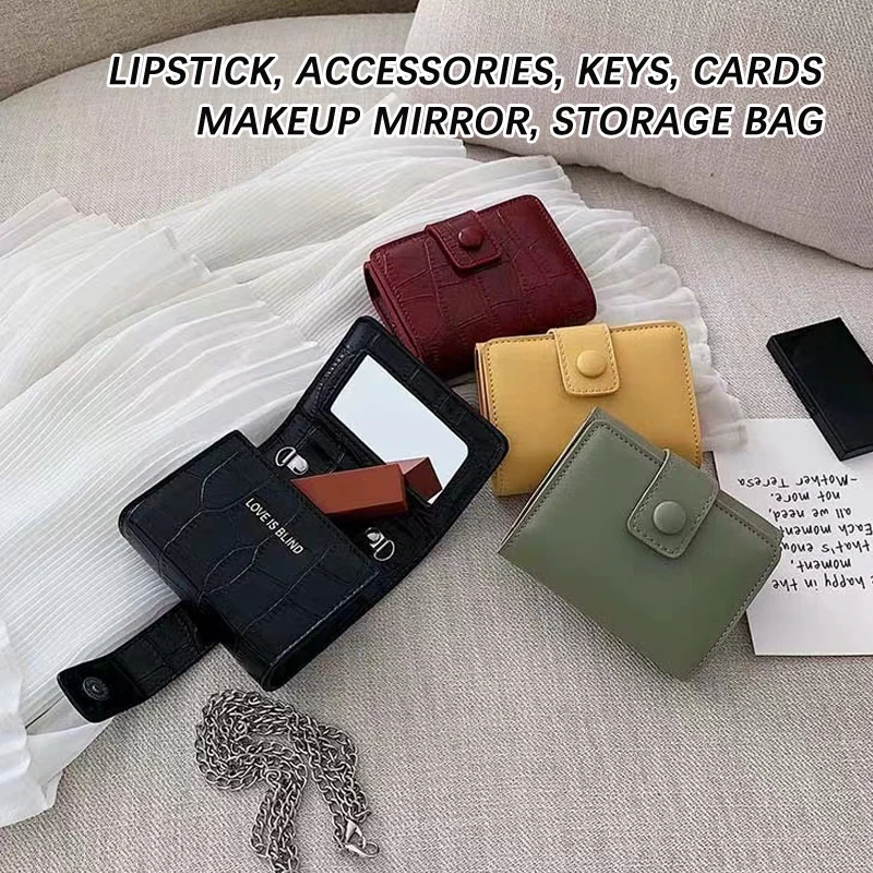 Creativity Fashion Personality Leather Carry-on Storage Bag Lipstick Paper Towels Accessories Keys Cards Makeup Mirror Case