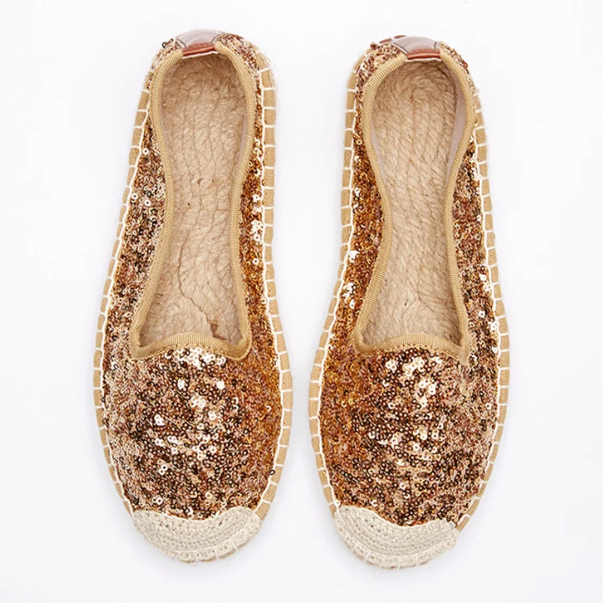 Koovan Women's Flats 2022 New Trend Sequins Shoes Female Fisherman Shoes Flats Straw Edition Weave Fisherman Comfortable Soft