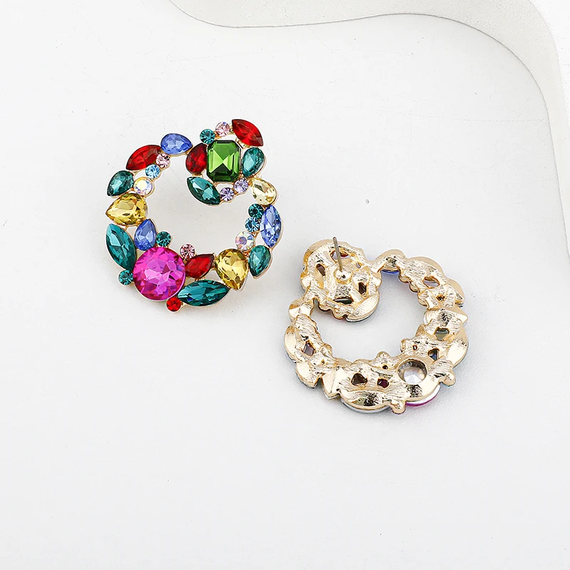 Серьги-гвоздики с кристаллами в виде листьев y2k