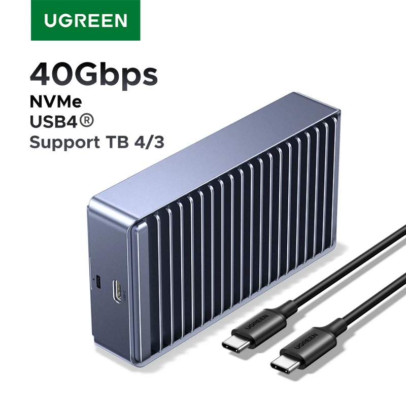Фото UGREEN 40 Гбит/с M2 SSD-корпус USB4 NVMe, совместимый с SSD-корпусом Thunderbolt M.2 NVMe для Mac Mini M4 MacBook Pro №1