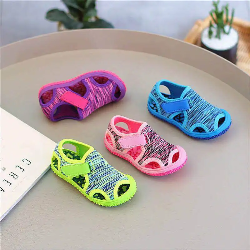 Hot Summer Kids Soft Sandals Children Non-slip Outdoor Sneakers Baby Boys Breathable Hook Look Beach Sandals Girls Sandals Flats