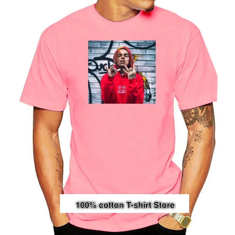 

Camiseta de manga corta para hombre, camisa con diseño de cuello redondo, 6Ix9Ine, Blanca