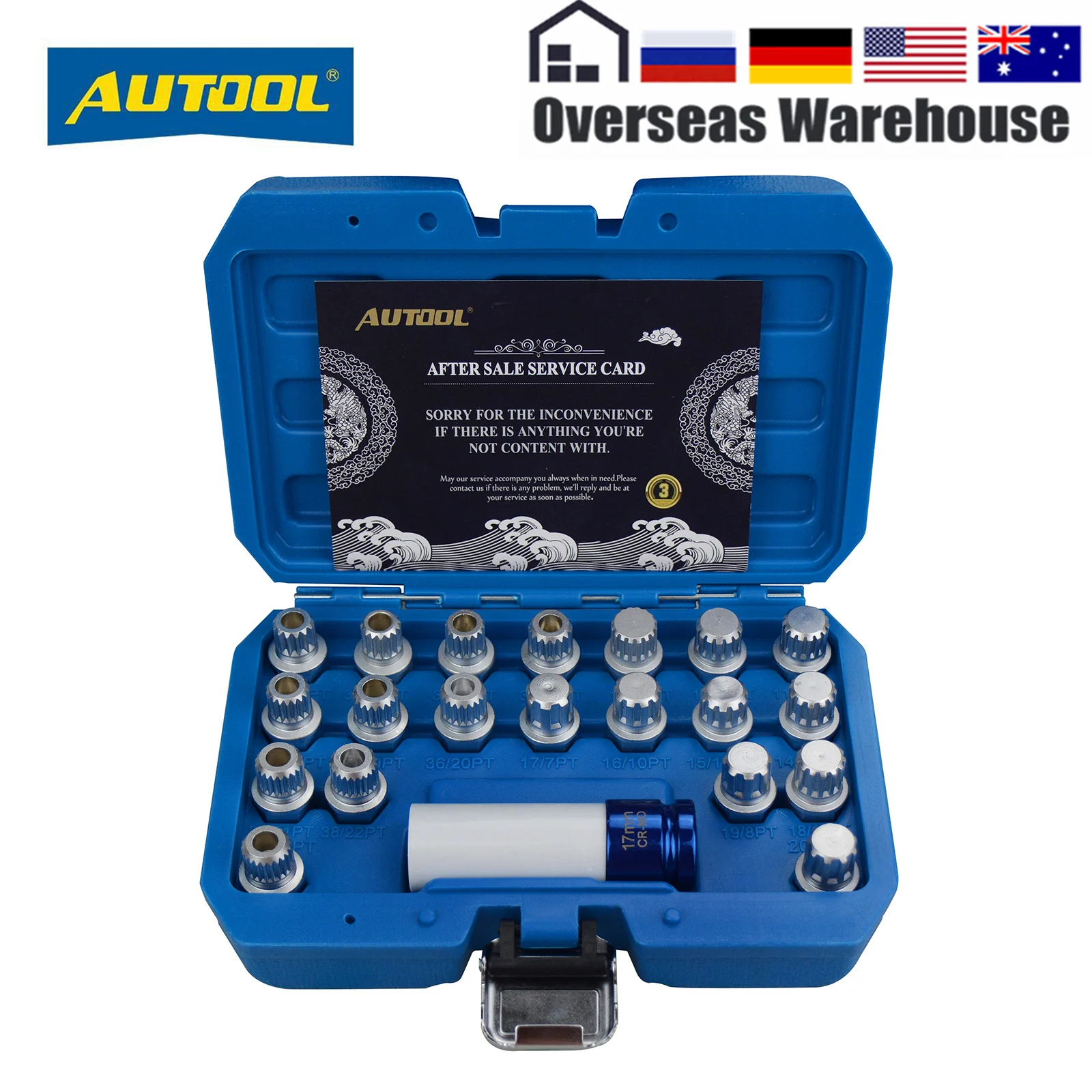 

AUTOOL 21pcs Anti-Theft Wheel Lock Key Removal Tool Kit for BMW and Mini Series Lock Lug Nuts Screw Remover with Socket Adapter