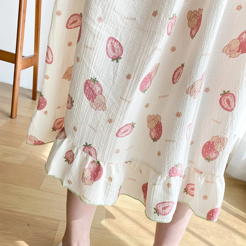 Women Printed Nightgowns Loose Short Sleeves Sleepwear Cotton Sleepdress Pyjama Night Dress Large Size XL-4XL Sleepshirts