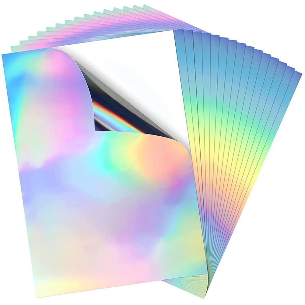 

Paper Holographic Vinyl Printable Adhesive Rainbow Stickers Sticker Film Sheets Decals Engraving Water Proof A4 Labels Diy Craft