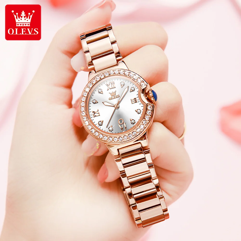 OLEVS Top Brand Luxury Women Quartz Watches Ladies Wristwatch Stainless Steel Watches Bracelets For Female Gift Clock enlarge