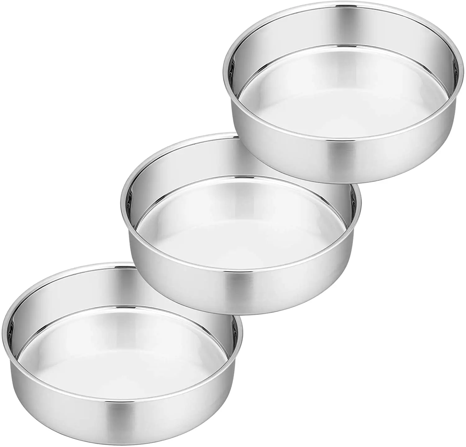 

8 inch cake pan set 3 pcs p p chef round baking pans stainless steel layer birthday wedding cake pans fit oven pots pressure coo