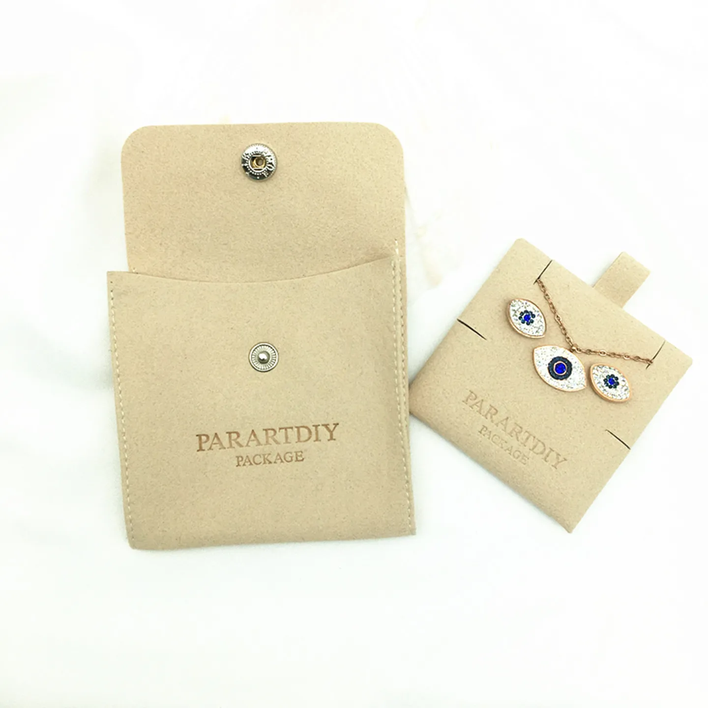 50/200 set custom jewelry package pouch bag with insert card Logo printed earrings necklace packaging bags with button wholesale