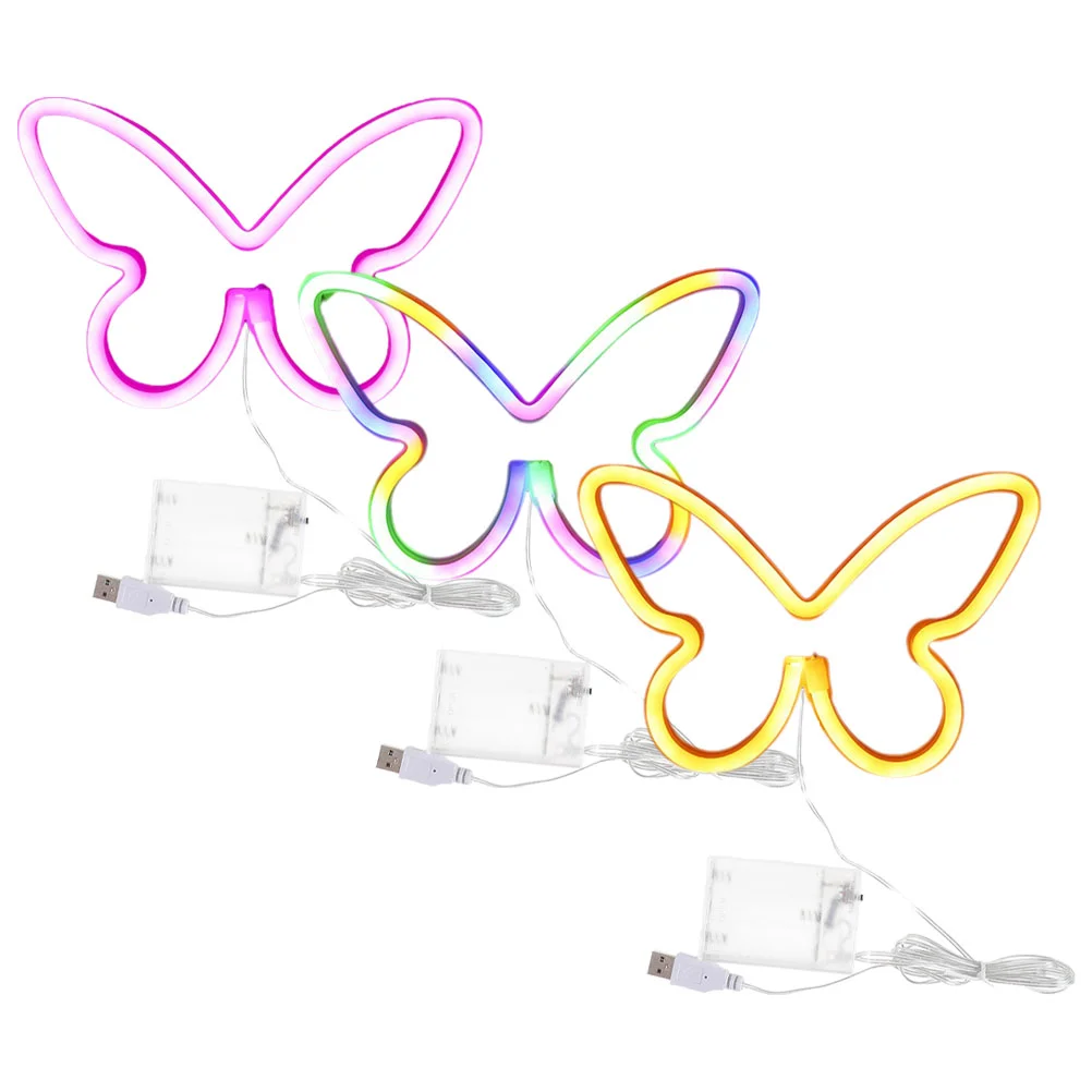 

3pcs Butterfly Neon Signs Butterfly LED Light USB Powered Hanging Neon Signs