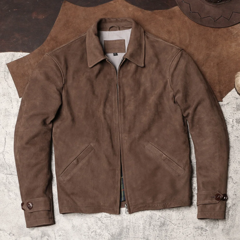 

DSC798 Asian Size Men's Slim Vintage Genuine US Cow Leather Rider Jacket