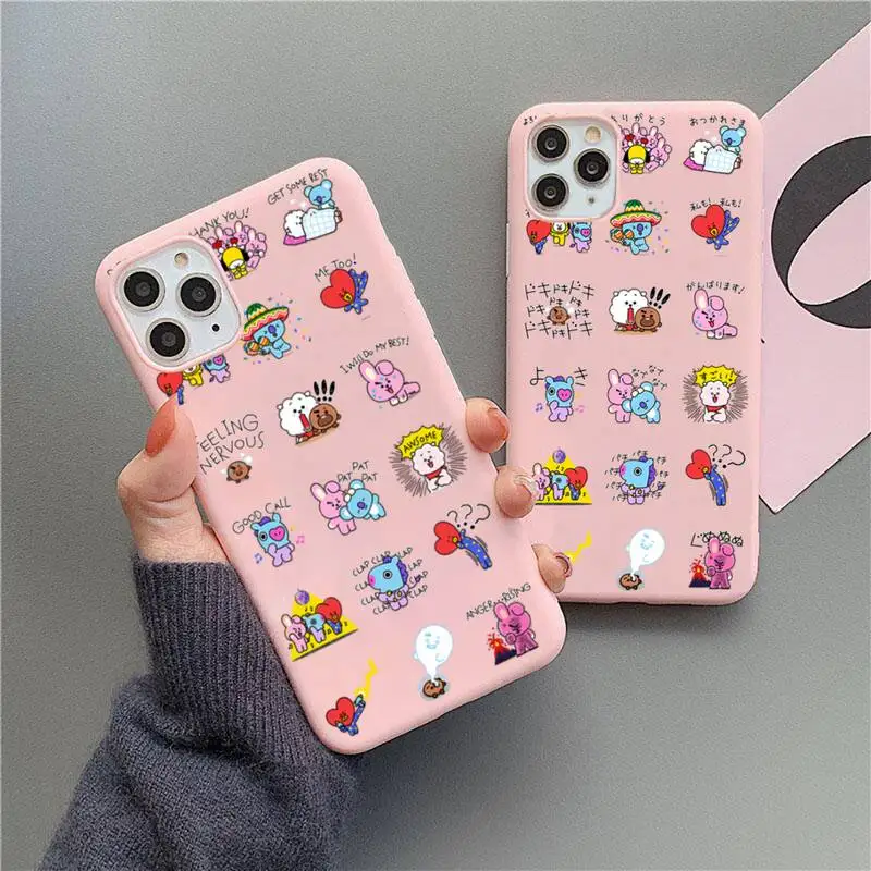 

BANDAI Cartoon Lovely Animal Phone Case For iphone 13 12 11 Pro Max Mini XS 8 7 6 6S Plus X XR Matte Candy Pink Silicone cover